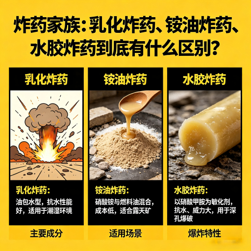 华州炸药家族：乳化炸药、铵油炸药、水胶炸药到底有什么区别？